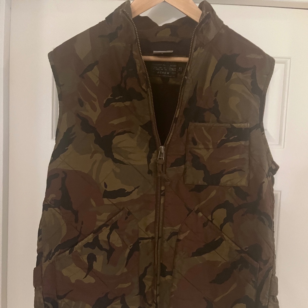 J. Crew Brand New Nwt Camouflage Vest Cotton Colors: Brn/Blk/Tan/Grn: Mult.Sizes